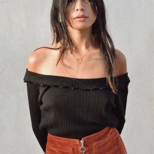 Side Party Ribbed Off Shoulder Celia Top